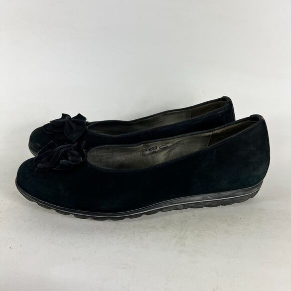Waldlaufer Ballets Flats Women's 10 Black Faux Suede Slip-On Flower Round Toe - Picture 5 of 10